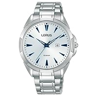 Lorus Women's Analogue Watch with Date, Stainless Steel Band & White Dial RJ259BX9