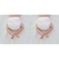 Amazing Baby Cotton Muslin SmartNappy Hybrid Cloth Diaper Cover + 1 Tri-fold Reusable Insert + 1 Booster, Mini Watercolor Dots, Multi Pink, Size 2, 8-15 lbs (Pack of 2)