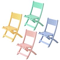 BESTOYARD 4pcs Furniture Stool Chair Folding Chairs Phone Holder Cell Phone Stand Mobile Phone Rack Chair Phone Stand Mobile Phone Bracket Micro Landscape Decor Miniature Decorate Abs