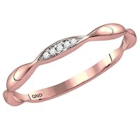 The Diamond Deal 10kt Rose Gold Womens Round Diamond Contour Stackable Band Ring .02 Cttw