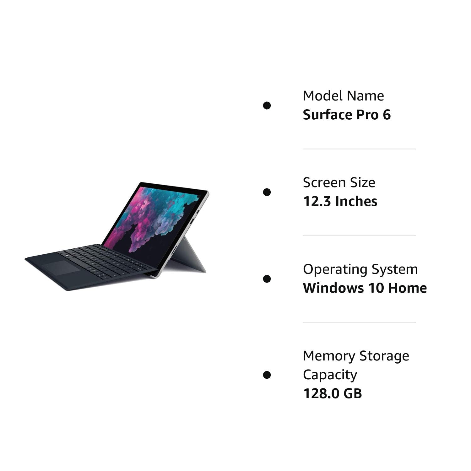 Microsoft Surface Pro 6 (Intel Core i5, 8GB RAM, 128GB) - Black - NKR-00001