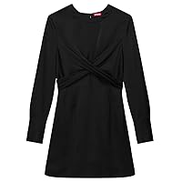 STAUD Women's Solid Black Satin Long Sleeve Crosshill Mini Dress