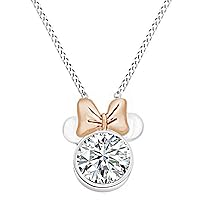 1 Ct Round Cut Cubic Zirconia Disney's Minnie Mouse Pendant Necklace Alloy 14K White Gold Over