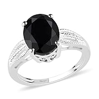 Shop LC Black Tourmaline Ring 925 Sterling Silver Split Shank Vintage Statement Engagement Women Jewelry Gifts Birthday Gifts