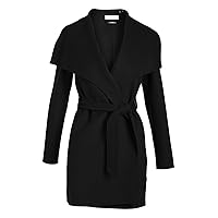 Tahari Ella Women's Wool Blend Double Face Warm Wool Wrap Coat Black Size S