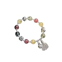 Crystal Bracelet 925 Silver Pendant Natural Strawberry Crystal Bead Bracelet for Women Girl Retro Jewelry Festival Gift 