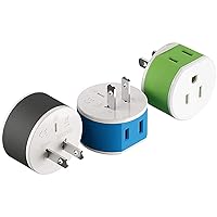 OREI India, Nepal, Maldives Power Plug Adapter with 2 USA Inputs - Travel 3 Pack - Type D (US-10) Safe Grounded Use with Cell Phones, Laptop, Camera Chargers, CPAP, and More