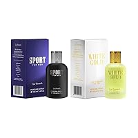 La French Sport & White Gold Perfume Combo for Men | 100ml + 100ml Eau De Parfum | Long Lasting Luxury Fragrance Set | Premium Scent | Perfume Gift Set (Pack of 2)