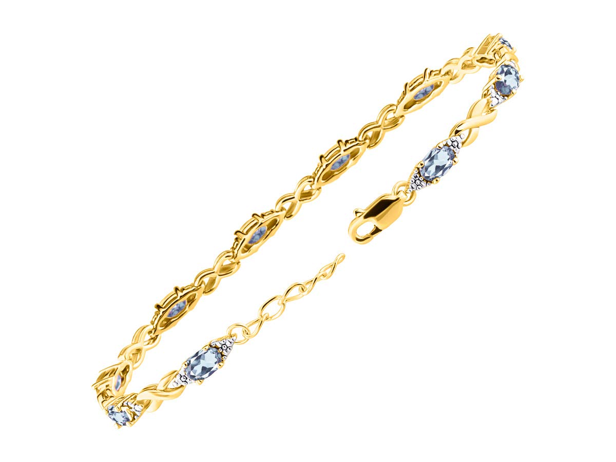 RYLOS Bracelets for Women 925 Silver XO Hugs & Kisses Tennis Bracelet Gemstone & Genuine Diamonds Adjustable to Fit 7