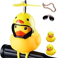 ACEDOAMARE Duck Bike Bell, Cute Rubber Yellow Duck Bicycle Accessories with LED Light Propeller Helmet Squeeze Horns for Cycling Motorcycle Handlebar Bicycle