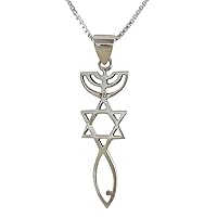 Sterling Silver Messianic Seal Pendant Spiritual Religious Jewelry Grafted Necklace Pendant with Chain