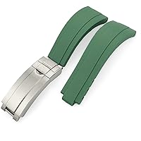 Rubber Watchband 20mm 21mm Fit for Rolex Submariner GMT Daytona Oyster Perpetual Yacht Master Slide Lock Buckle Silicone Strap (Color : Green, Size : 20mm)