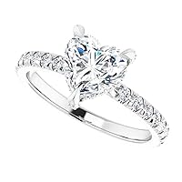 1 CT Heart Cut Colorless Moissanite Engagement Ring, Wedding/Bridal Ring Set, Solitaire Halo Style, Solid Sterling Silver Vintage Antique Anniversary Promise Ring Gifts for Her