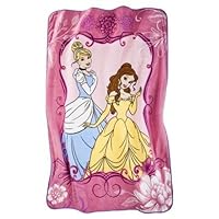 Disney Princess Cinderella and Belle Micro Raschel Twin Blanket; 62