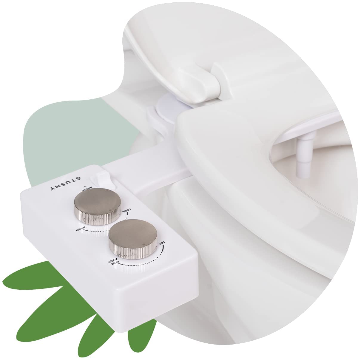 TUSHY Spa and Brush Platinum Bundle | Tushy 3.0 Warm Water Spa Bidet Attachment with Platinum Knobs + TUSHY Brush, The Conscious Toilet Brush