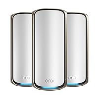 Orbi 970 Series Quad-Band WiFi 7 Mesh Network System (RBE973S), Router + 2 Satellite Extenders, Covers Up to 10,000 sq. ft., 200 Devices, 10 Gig Internet Port, BE27000 802.11be (Up to 27Gbps)