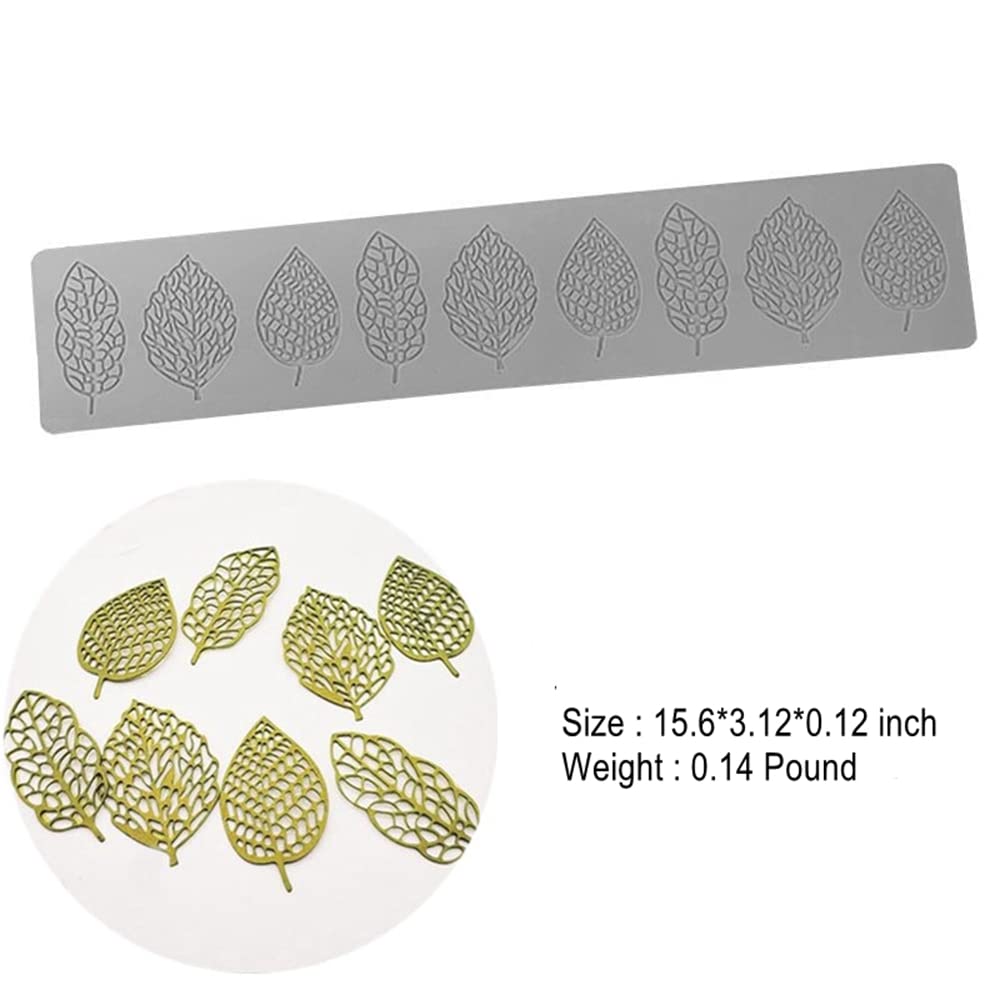 3D Hollow Leaf Fondant Lace Mold Multi Leaves Flower Candy Mold Chocolate Sugar Craft Cake Decoration Cupcake Top (J Leaf_15.6 * 3.12 * 0.12inch)