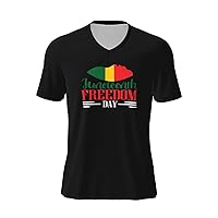 Juneteenth Freedom Day Flag T-Shirts Mans Casual T-Shirts V-Neck Short Sleeve Football Jersey