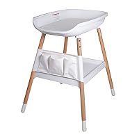 Baby Changing Table Diaper Changing Tables, Height Ajustable Nursery Changing and Dressing Table Station with Changing Pad Storage Rack Pockets for Newborns Babies and Infants, White