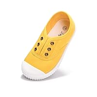 Luffymomo Boy's Girl's Canvas Sneakers Elastic Tongue Slip on Running Shoes Lightweight Casual School Tennis Shoes for Toddle/Little Kids
