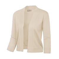 GRACE KARIN Women's 3/4 Sleeve Knit Cropped Cardigan Sweaters Open Front Bolero Shrugs Coat Tops S-3XL