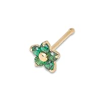 JewelryWeb Solid 14k Yellow Gold Cubic Zirconia 3mm Flower Nose stud (Five Color)