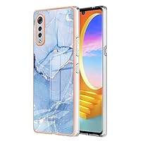 XYX Case Compatible with LG Velvet 5G, Electroplated Marble TPU Slim Full-Body Stylish Shockproof Protective Case Cover for LG Velvet, Blue