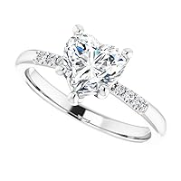18K Solid White Gold Handmade Engagement Ring 1.00 CT Heart Cut Moissanite Diamond Solitaire Wedding/Bridal Ring for Woman/Her Amazing Ring