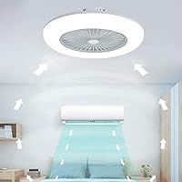 Ceiling Fan with Lighting, White Fan Ceiling Fan LED Ceiling Light, Adjustable Wind Speed, Dimmable with Remote Control, 80 W LED Ceiling Light for Bedroom, Living Room, Dining Room