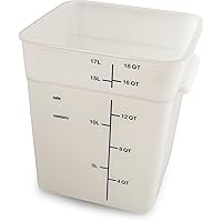 Carlisle FoodService Products Squares Square Food Storage Container with Stackable Design for Catering, Buffets, Restaurants, Plastic, 18 Quarts, White