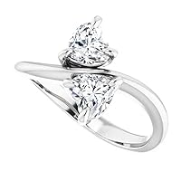 10K Solid White Gold Handmade Engagement Ring 3 CT Heart Cut Moissanite Diamond Solitaire Wedding/Bridal Ring for Women/Her Gorgeous Rings