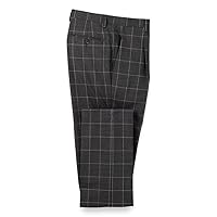 Paul Fredrick Men's Wool Stretch Windowpane Single Pleat Suit Pants