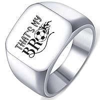 Mens Womens That's My Bro Soccer Football Team Gift Solid Stainless Steel Ring
