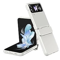 Flip Holster Phone Case Compatible with Samsung Galaxy Z Flip 3 with Hinge+Screen Protector+Kickstand,Rugged Shockproof 360 Full Protective Phone Cover Compatible with Z Flip 3 (Color : White)