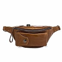 GMOIUJ Fashion Leather Male Crossbody Sling Bag Design Casual Travel Case Pouch Travel Fanny Waist Belt Bag Men