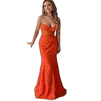 The Peachess 2022 Lace Applique Mermaid Sexy Sweetheart Evening Party Dresses Sweetheart Prom Homecoming Dress
