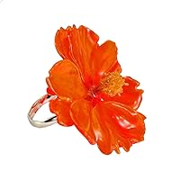 Flower Themed Jewelry, Adjustable Cosmos Ring in Orange