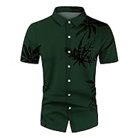 Hawaiian Shirt for Men Slim-fit Short-Sleeve T-Shirts Button Down Casual Blouse Tops Summer Baggy Aloha Tourist Shirts