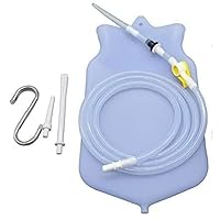 Silicone Enema Bag Kit | Non-Toxic, BPA- & Phthalates-Free | 2 Quart Bag | Extra Long Silicone Hose Assembly | 3 Tips/Nozzles | Stopcock Tap | Non-Return Valve | Stainless Steel Plastic Covered Hook