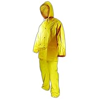 MAGID 3014XXXXL RainMaster Vinyl Coated 3 Piece Rain Suit, Snap Front Jacket, Bib Pant and Detachable Hood, 4XL, Yellow