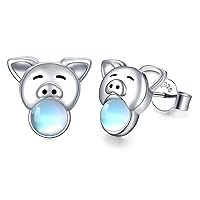 Pig/Hedgehog/Fish/Butterfly/Frog Earrings 925 Sterling Silver Cute Animal Stud Earrings Jewelry Gifts for Women Girls Hypoallergenic Earrings for Sensitive Ears