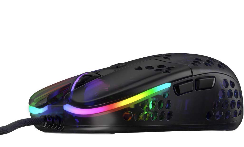 Xtrfy MZ1 Zy’s Rail – Ultra Lightweight Gaming Mouse Designed by Rocket Jump Ninja, Custom RGB, Unique Shape, Ultimate Aim, State of The Art Components - Black/Transparent