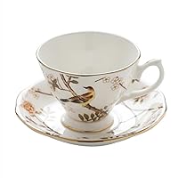 Euro Style Cup Ceramic Coffee Mugs China England Bone Tea Cup Saucer Set For Breakfast Afternoon Tea (Color : White, Size : 170ml)