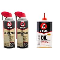 3-IN-ONE Professional Garage Door Lubricant with Smart Straw Sprays 2 Ways, 11 OZ Twin Pack, 100584, Clear & Multi-Purpose Oil, 8 OZ