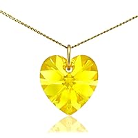 Lua Joia Girls Tiny Birthstone Necklace Heart Pendant with Austrian Crystal & Short Extra Fine Gold Chain - Anti Tarnish Jewelry Gift for Daughter, Mum, Wife, Birthday & Anniversary
