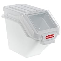 Rubbermaid Commercial Products ProSave Shelf Food Ingredient Bin with Scoop, 100-Cup, White, Kitchen Food Storage Sugar/Grains/Rice/Baking Supplies