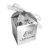 Party Kids 50pcs Silver Happy Eid Box Decoration Boxes for Gifts