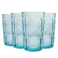 Bormioli Rocco Romantic Cooler Glass, Set of 4, 4 Count (Pack of 1), Light Blue