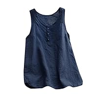 NP Women Shirts Plus Size Linen Tee Sleeveless Loose Vest