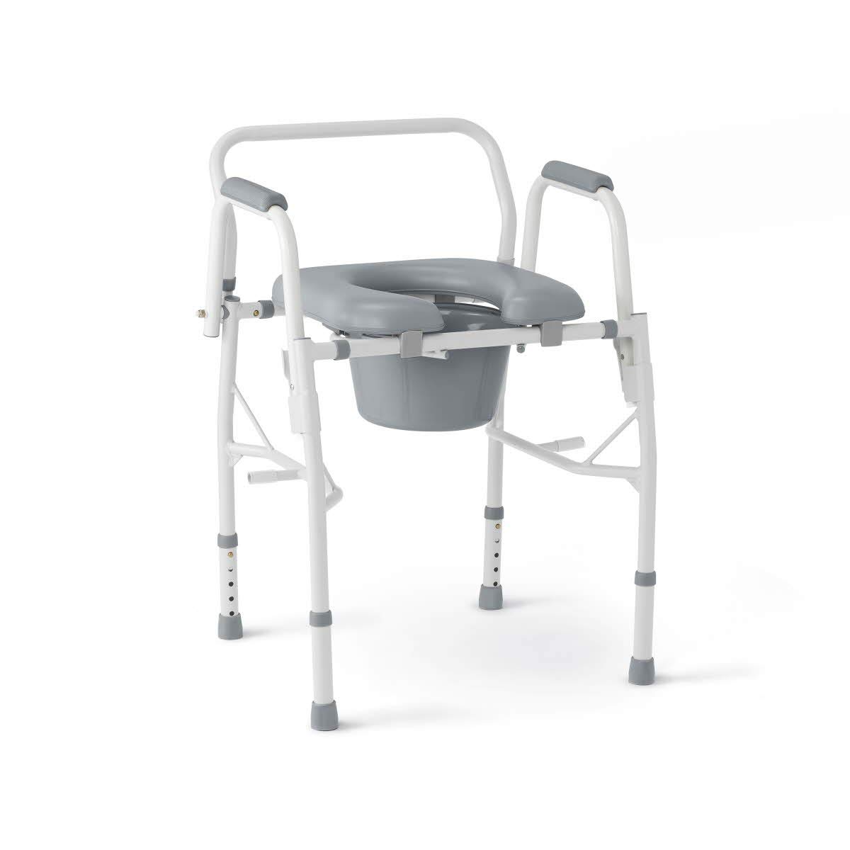 Medline Drop Arm Commode, Swing Arm Rest for Easy Transfer, Padded Seat, Contains Chair, Pail, Lid, and Splash Guard, 350lb. Weight Capacity